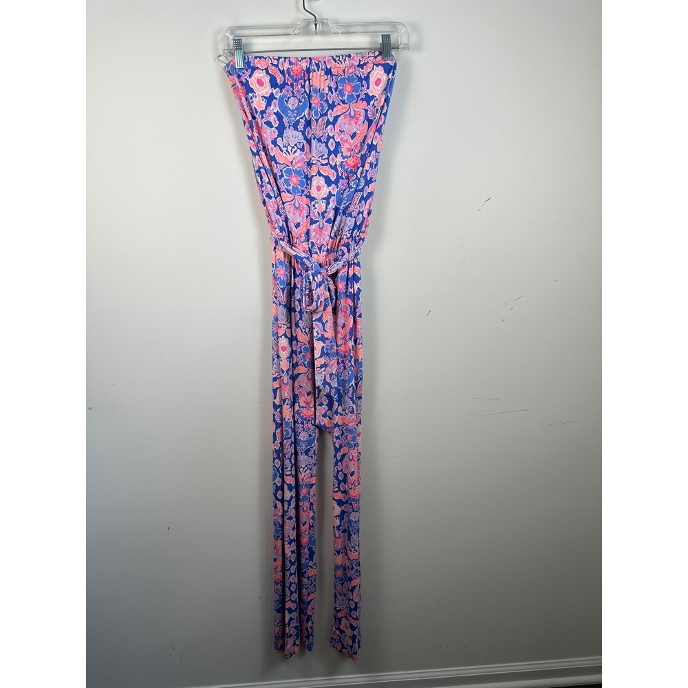 Lilly Pulitzer Wide Leg Pants Women Medium Blue Excellent Floral Paisley 19777